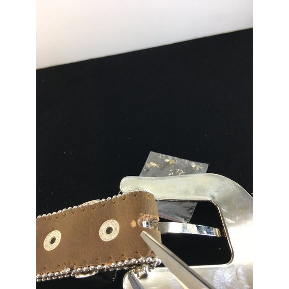 Nocona Western Belt with Buckle Beads Studs & Rhinestones Brown Size 24in NWT - Picture 10 of 13